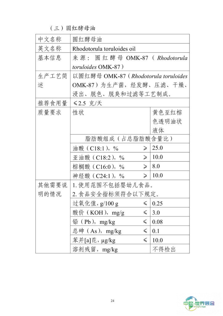 FiA食品配料展-新食品原料中圆红酵母油的部分介绍